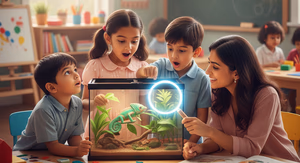 teacher clearing children's curiousity