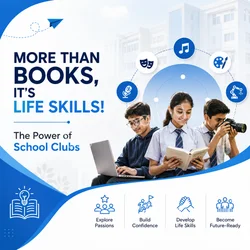The banner has a line that clubs teach more than books.