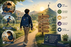 Image showing that a student is on a journey of learning through discovering, challenges and expressing.